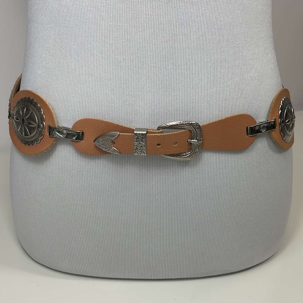 VINTAGE VERMILLION Leather bohemian cowboy belt, Size M